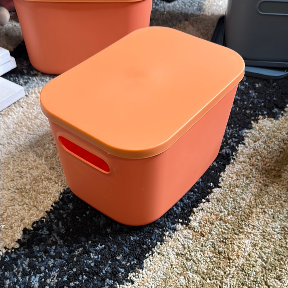 Orange Stackable Organizer Bin w/Fitted Lid 10"x7"x6" Bin NWOT ORANGE Organizer